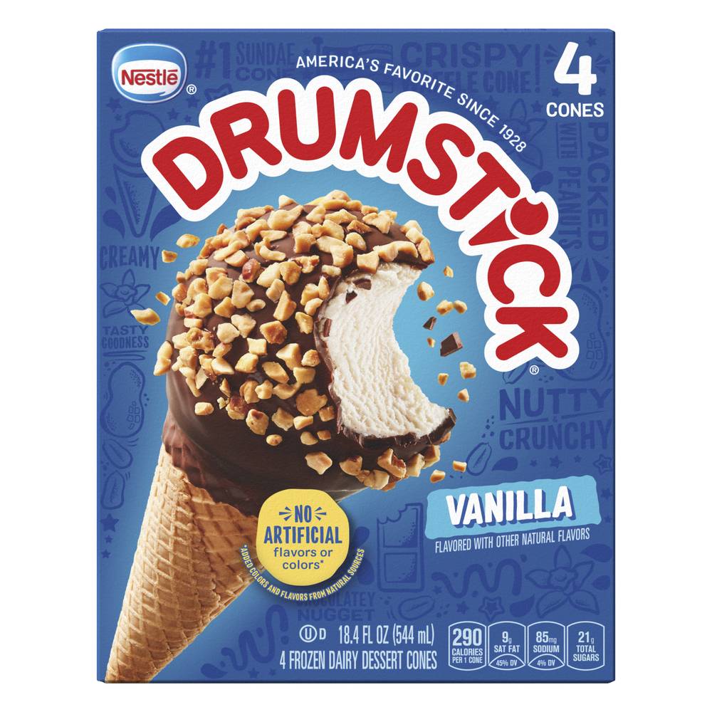 Drumstick Sundae Ice Cream Cone Cone, Vanilla (18.1 fl oz, 4 ct)