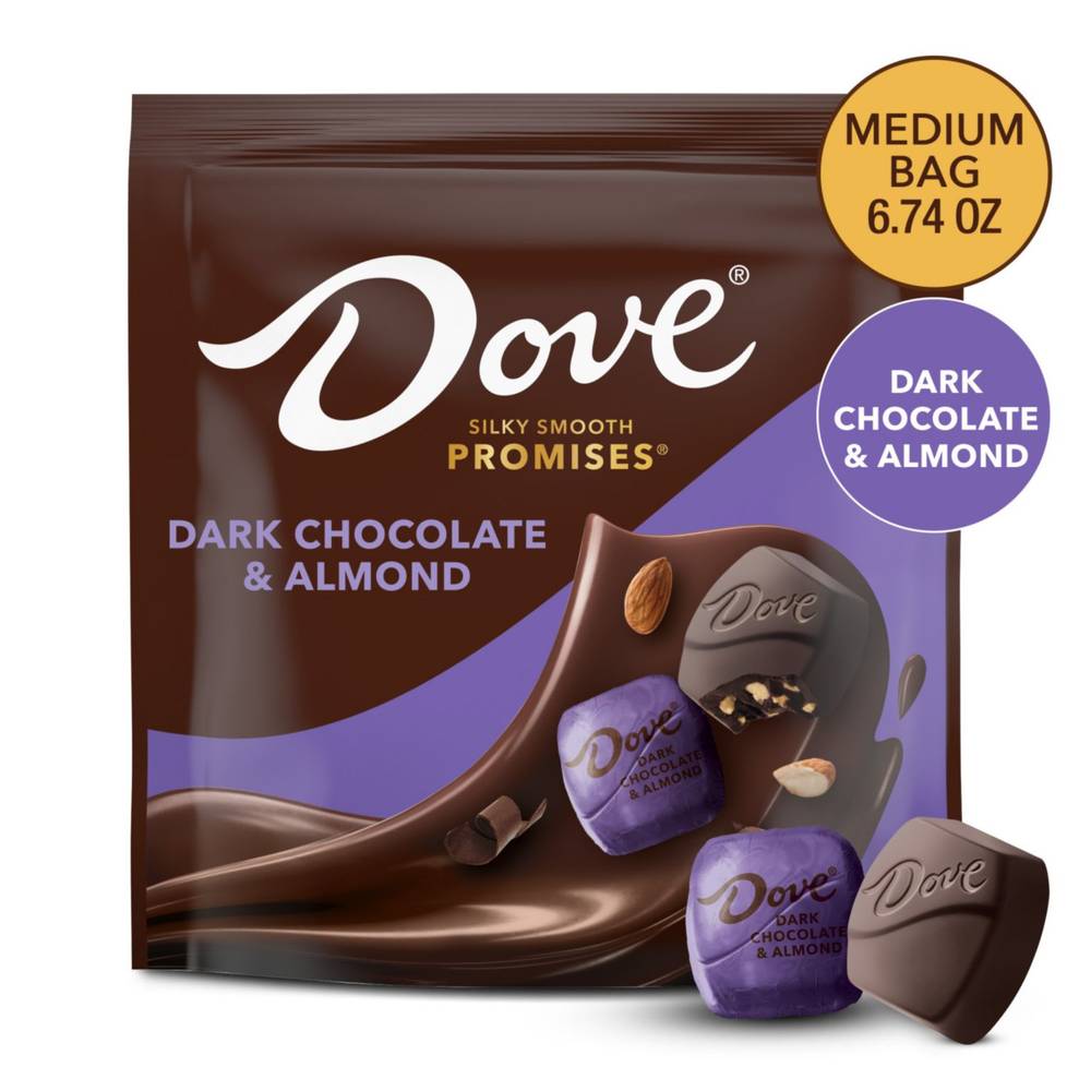 Dove Promises, Dark Chocolate & Almond Candy, 6.74 Oz Large Bag