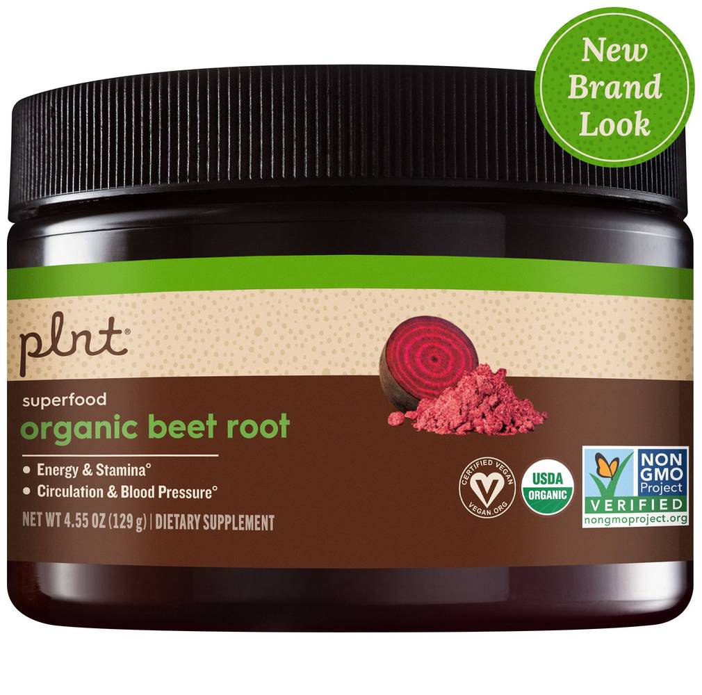plnt Organic Beet Root Powder Superfood Natural Energy & Healthy Blood Pressure (4.55 oz)