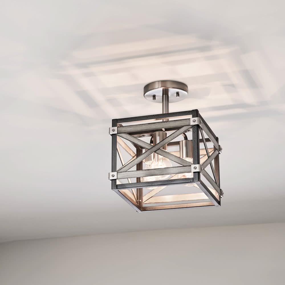 Kichler Stetton 3 -Light 10.38-in Brushed Nickel Semi Flush Mount Light