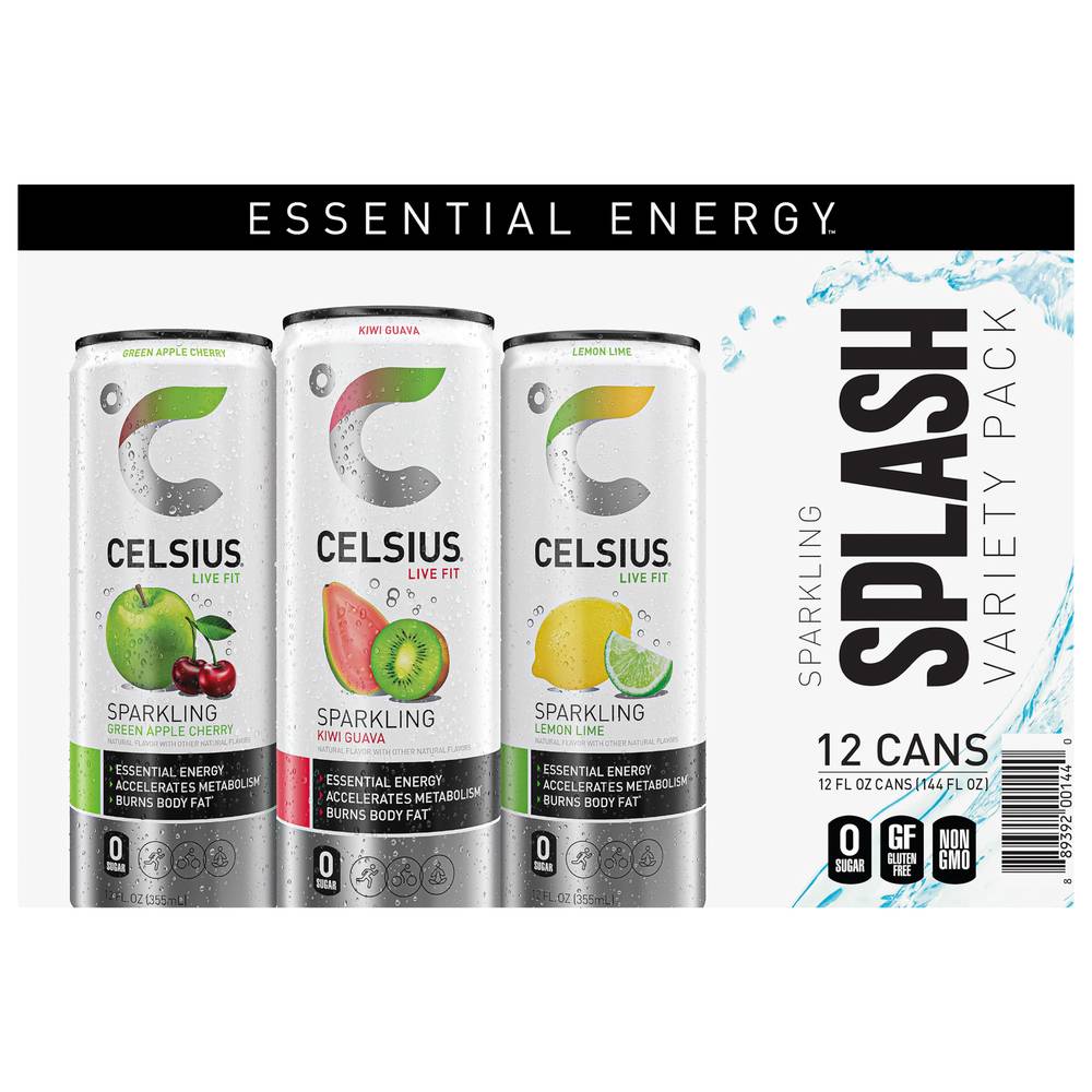 Celsius Live Fit Sparkling Splash Energy Drink (12 pack, 12 fl oz) (assorted)