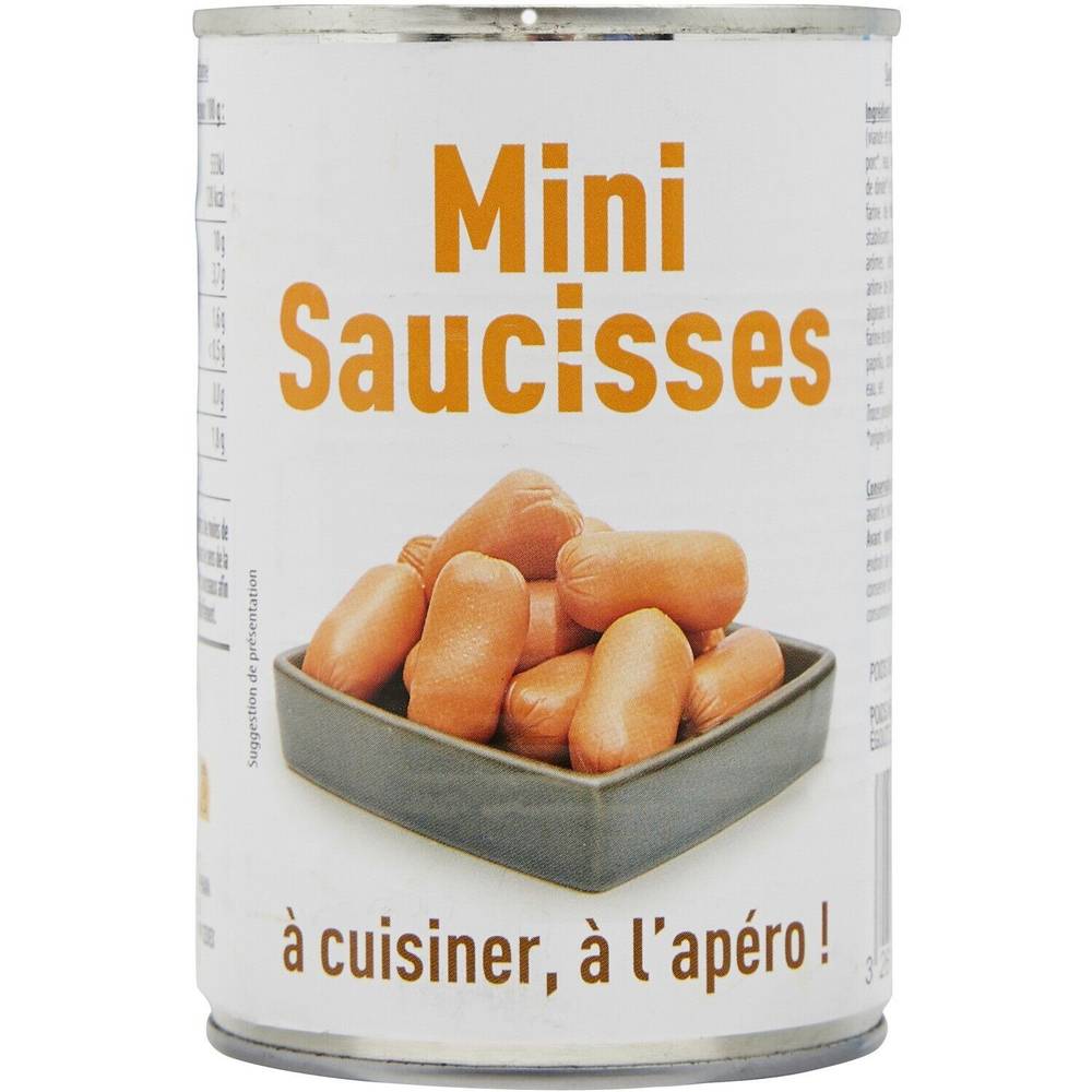 Mini saucisses - la boite de 200g net égoutté