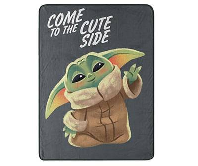 Star Wars Raschel the Mandalorian Cute Side Charcoal Grogu Micro Throw, 46" x 60"