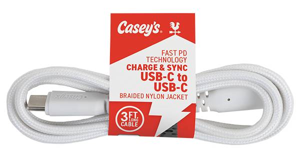 Casey's 3FT Braided USB C-C Cable Assorted