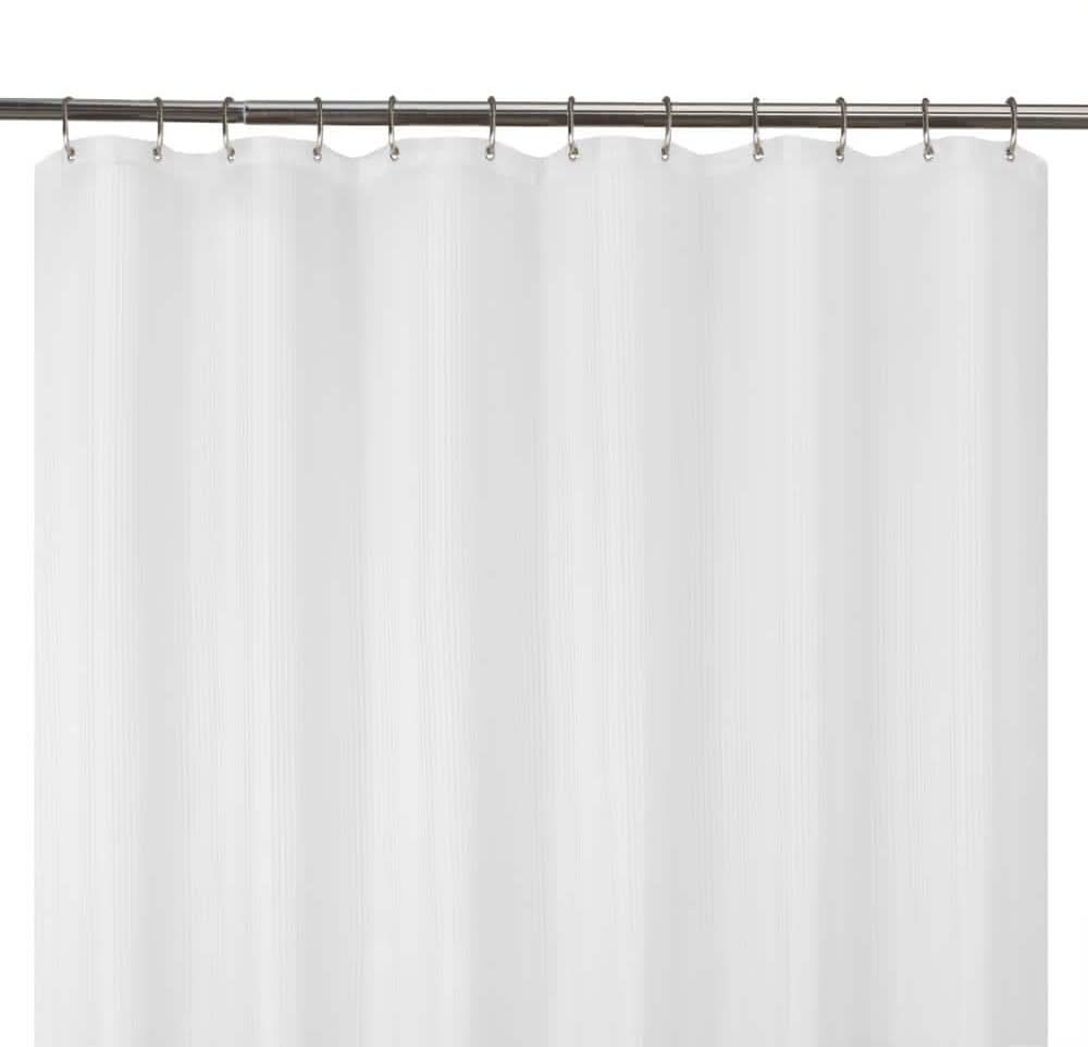 Zenna Home 72 In. L X 70 In. W 100% Waterproof Striped Fabric Shower Curtain Liner In White