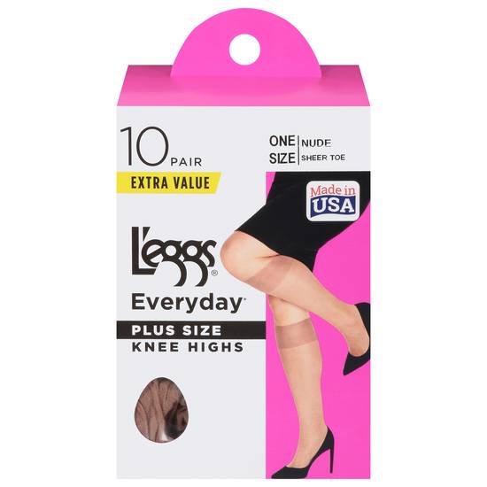 L'eggs Everyday Extra Value Plus Size Knee Highs Sheer Toe (10 ct)