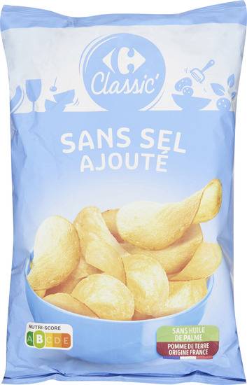 Chips sans sel ajouté CARREFOUR CLASSIC' - le sachet de 125g