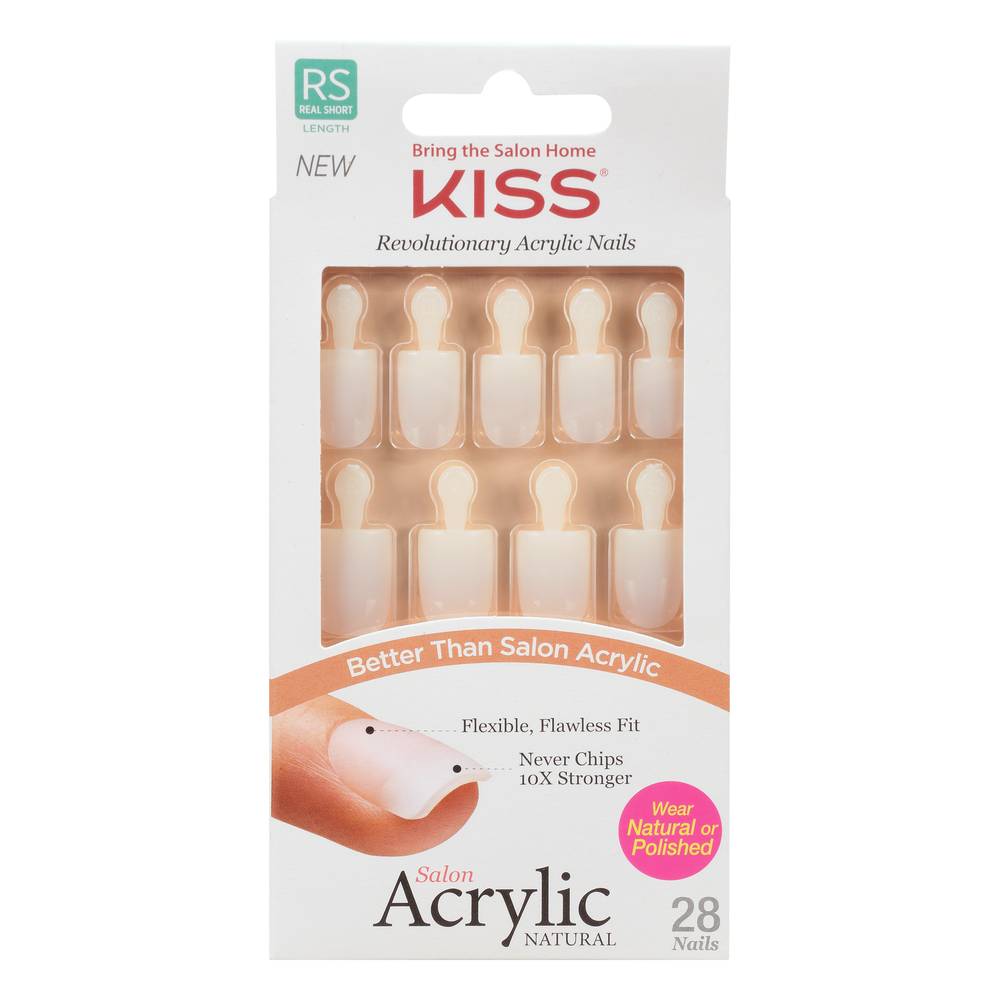 KISS Salon Acrylic Natural Real Short Length Nails (1.6 oz)