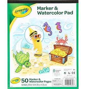 Crayola 8 x 10 Marker & Watercolor Sketch Pad, 50 Sheets/Pad (99-3403)