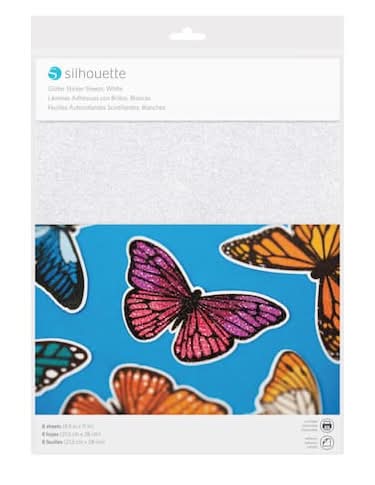 Silhouette White Glitter Sticker Sheets, 8.5x11 in (8 ct)