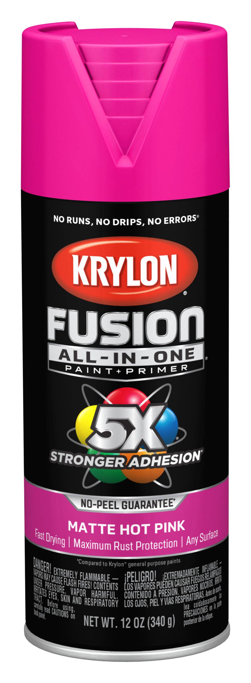 Krylon Fusion All-In-One Matte Adhesive Spray Paint, Hot Pink