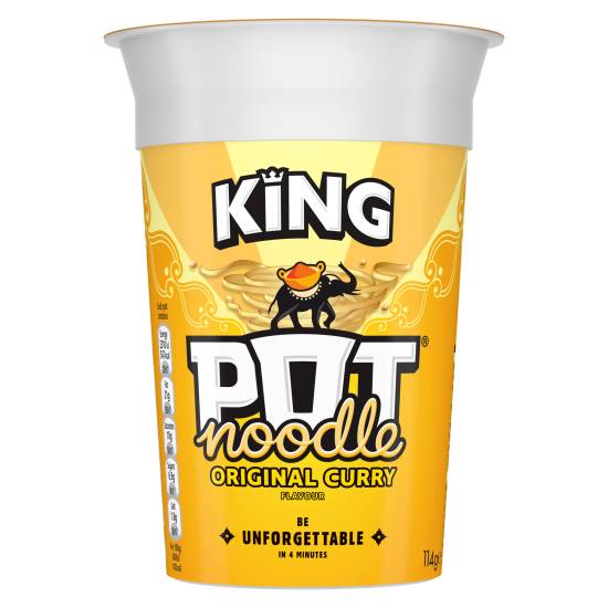 King Pot Noodle Original Curry, Instant Vegetarian Snack (114g)