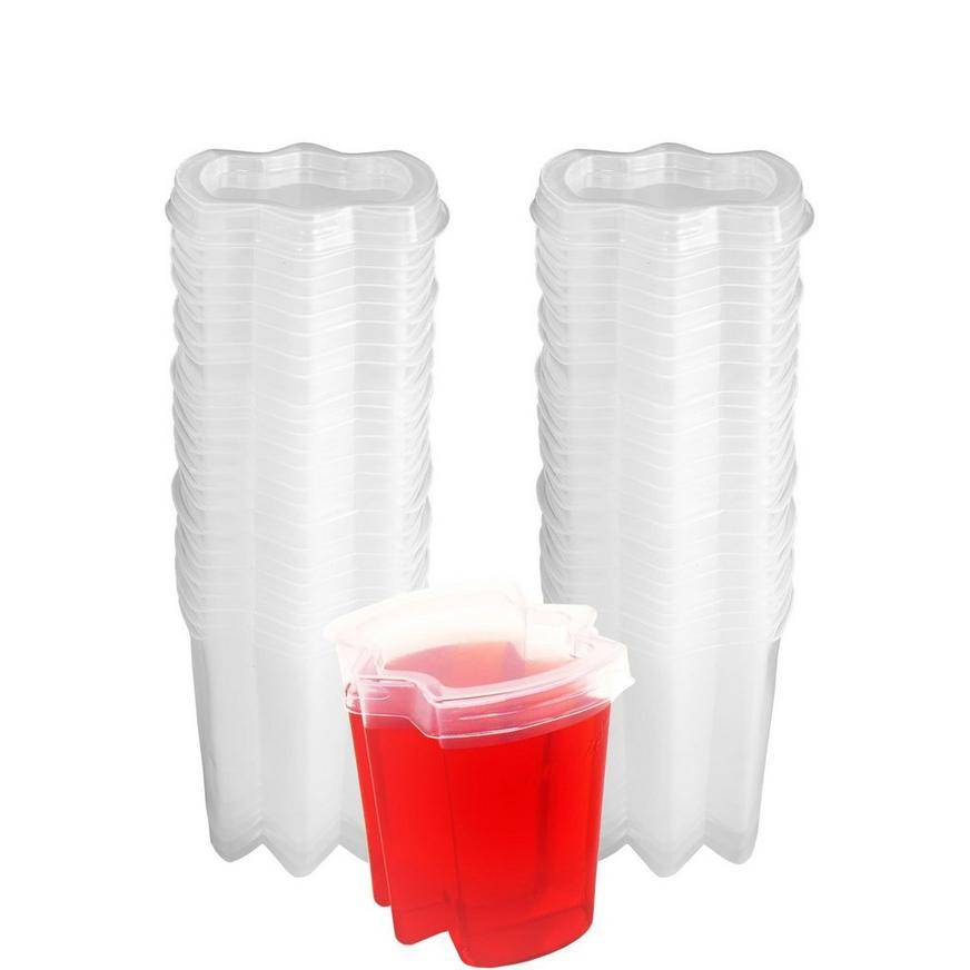 Party City Clear Plastic Ez Squeeze Jelly Shot Cups With Lids (50 ct)