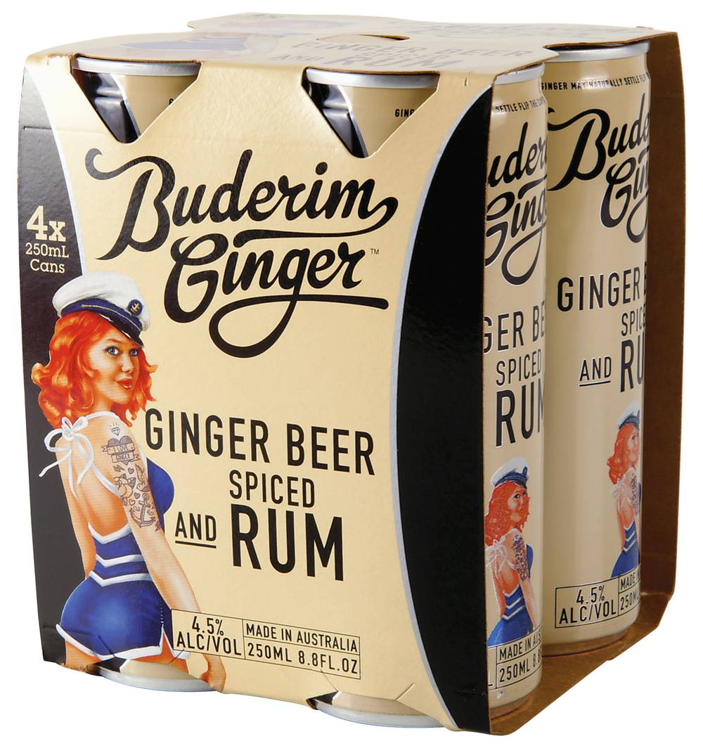 Buderim Ginger Beer & Spiced Rum 250mL X 4 pack