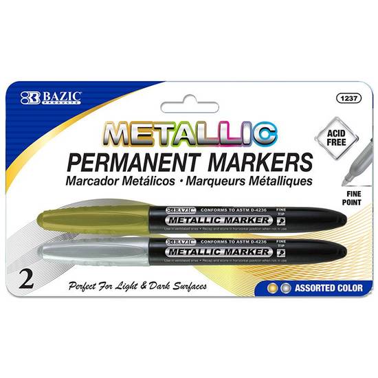 Bazic Products Metallic Permanent Markers Silver & Gold (2 ct)