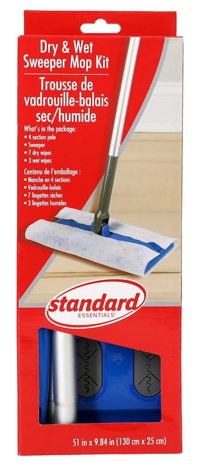 Standard Essentials 2-In-1 Dry + Wet Sweeper Mop Set, 51x9.84 in