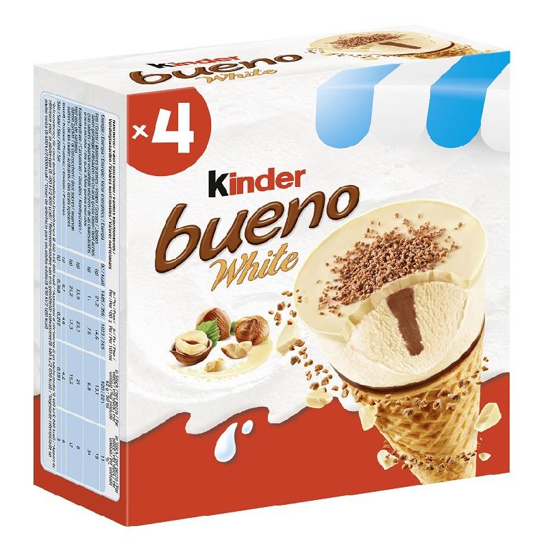 Kinder bueno白巧榛果甜筒 (每盒4入)90ml毫升 x 4 x 1BOX盒 <90ml毫升 x 4 x 1BOX盒>