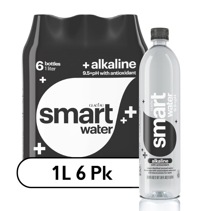 Smartwater Alkaline Water With Antioxidant (6 x 33.8 fl oz)