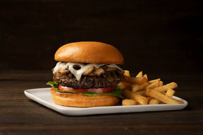 SWISS MUSHROOM ONION BURGER