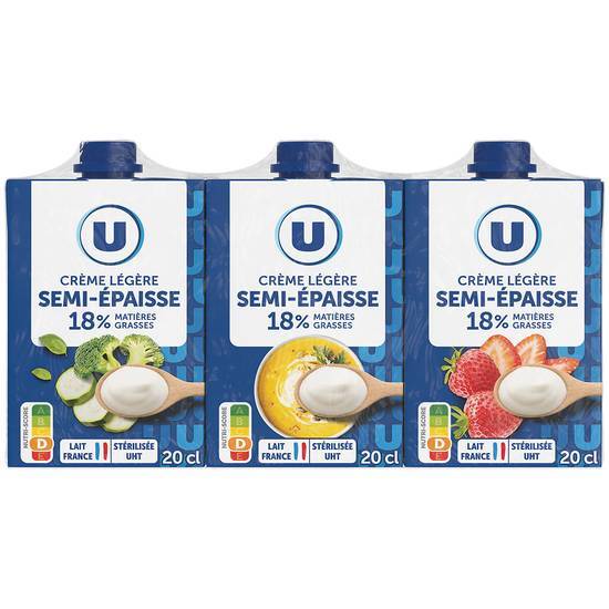 Les Produits U - Crème légère semi épaisse (3 pièces)