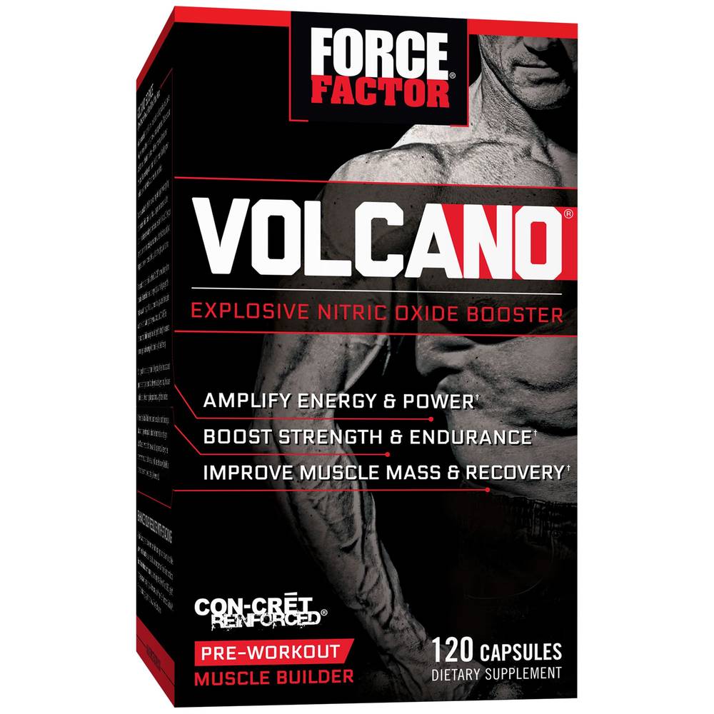 Volcano – Explosive Nitric Oxide Booster & Pre-Workout Muscle Builder (120 Capsules)
