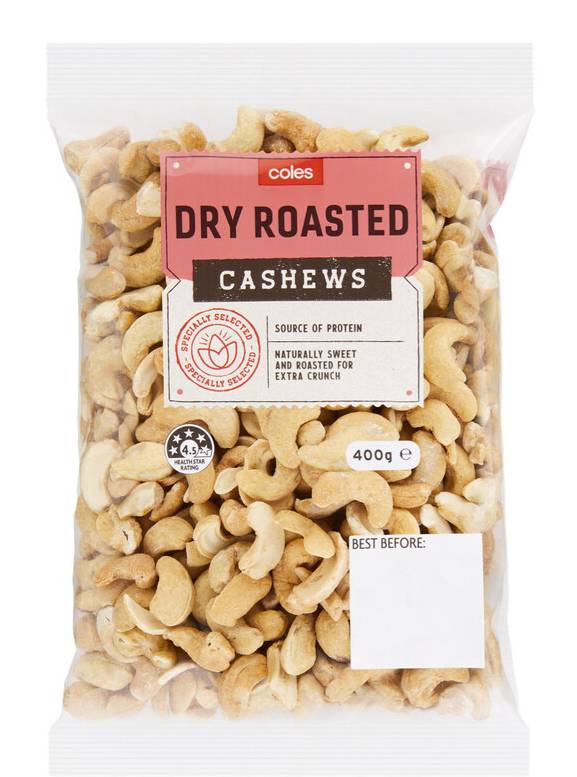 Coles Dry Roasted Cashews 400g