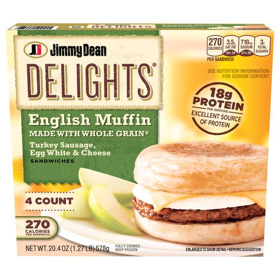 Jimmy Dean Egg White and Cheese Delights English Muffin Sandwiches (4 ct)