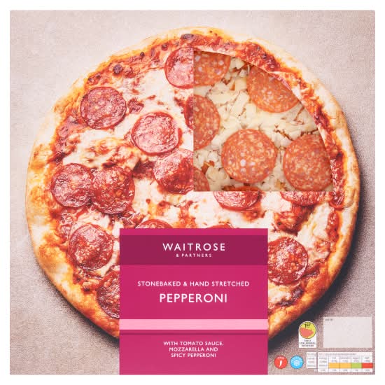 Waitrose & Partners Pepperoni, Stonebaked & Hand Stretched Pizza (385g)