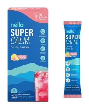 Nello Supercalm Calming Drink Mix Supplement Powder, Raspberry Lemonade (1.51 oz, 10 ct)