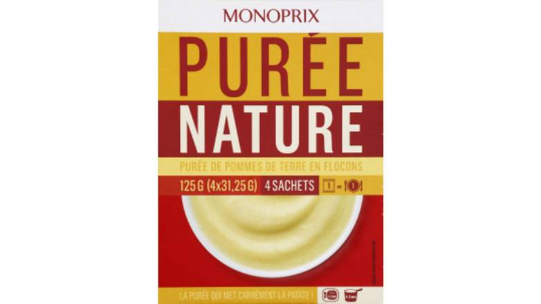 Monoprix Purée nature Les 4 sachets de 31,25 g