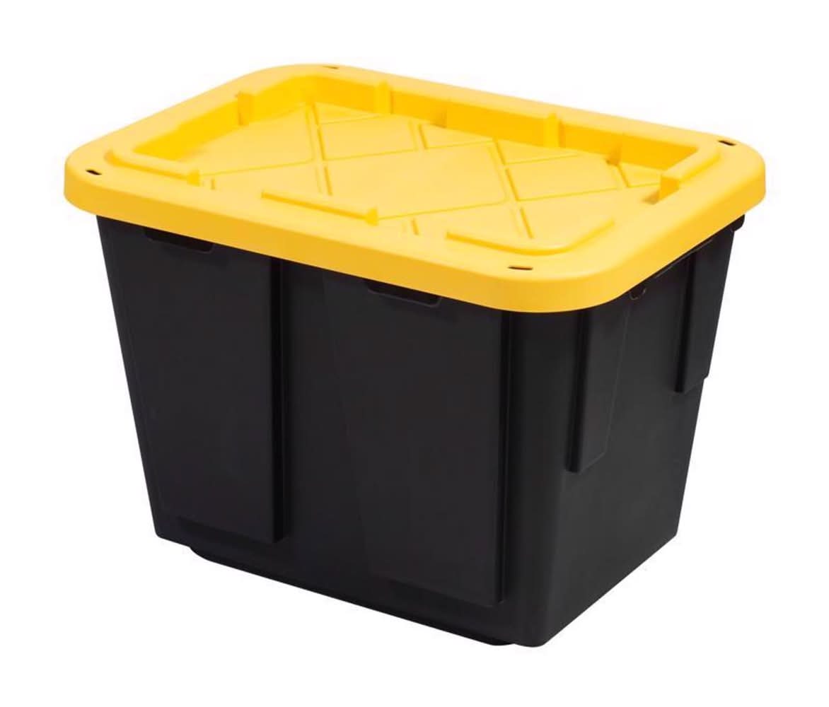 Greenmade Pro. Grade 12 Gal Black/Yellow Snap Lock Storage Box 14.7 In. H X 15 In. W X 20.5 In. D St