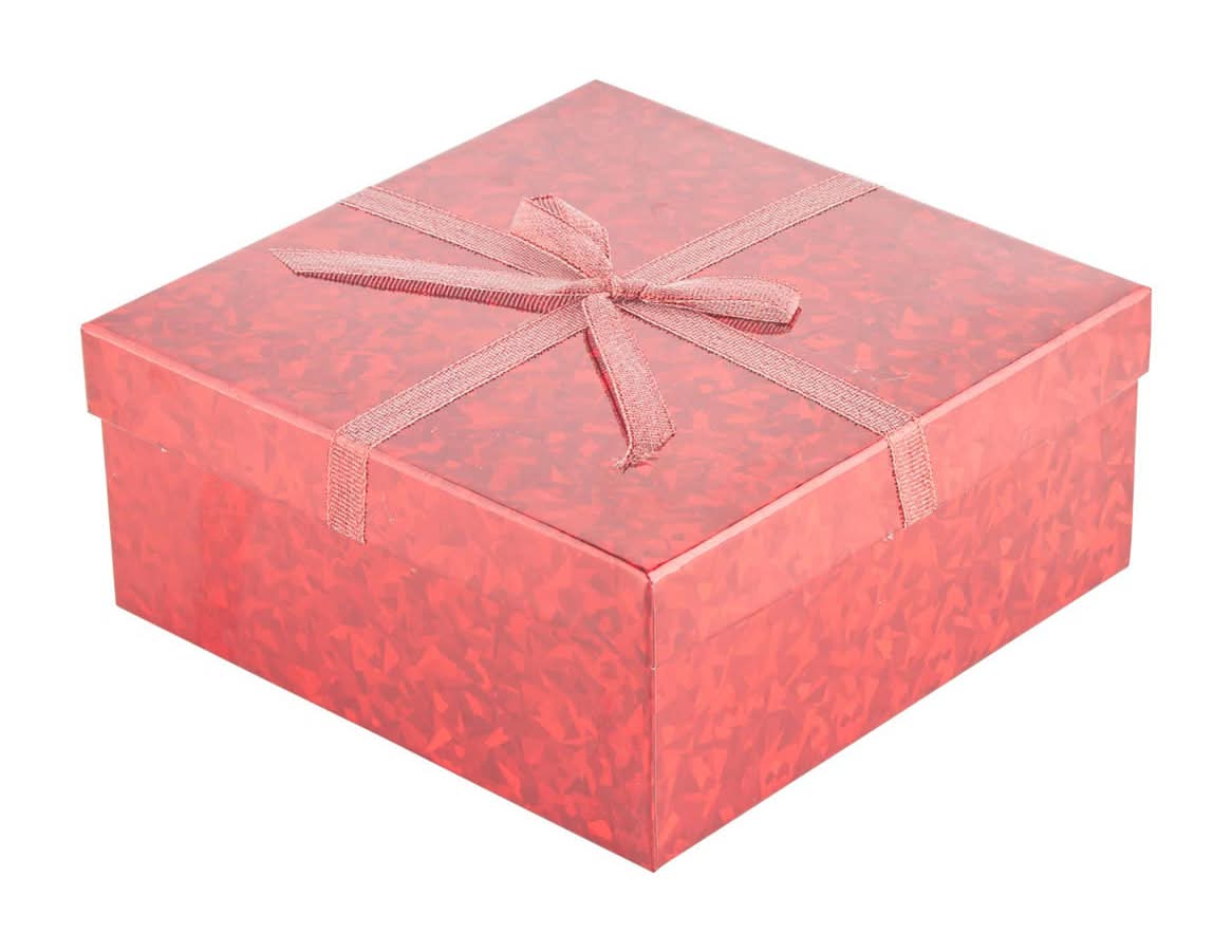 Holiday Style Christmas Holographic Square Gift Box, S, Red
