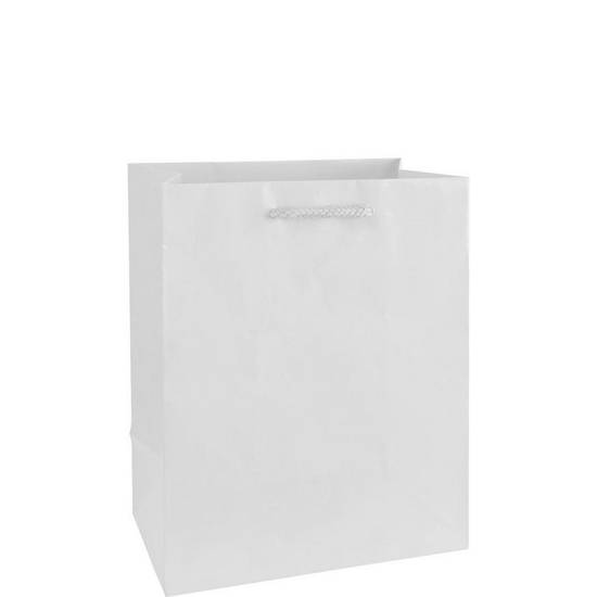 Medium Glossy White Gift Bag, 7.75in x 9.5inA