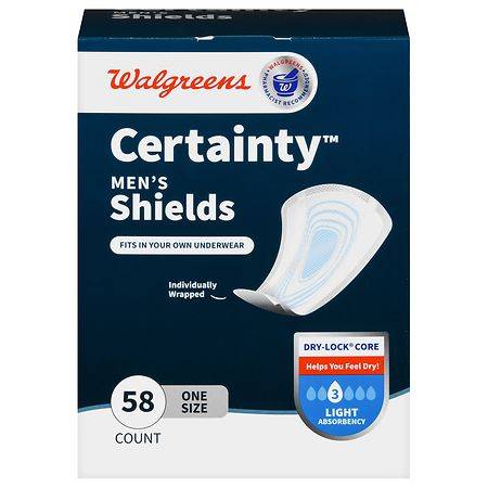 Walgreens Certainty Incontinence Shields For Men Moderate Absorbency (58 ct)