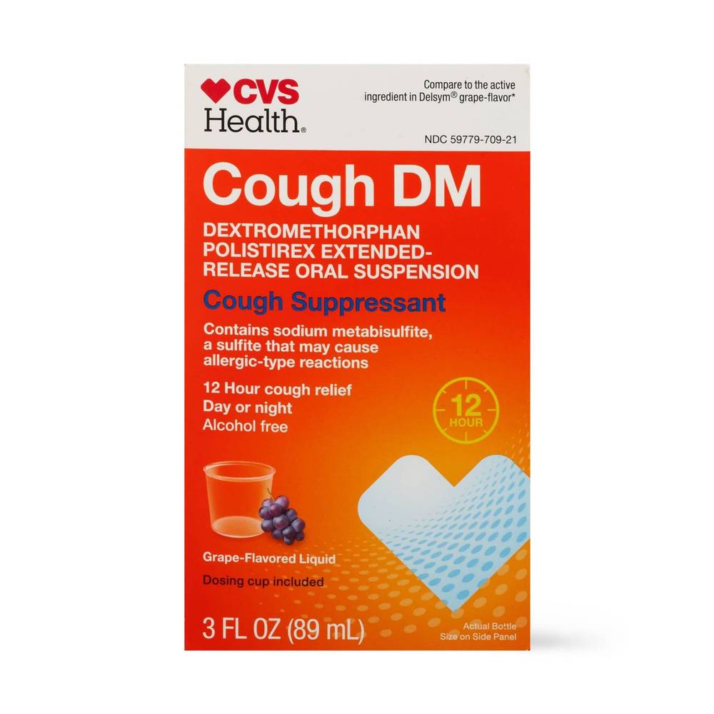 Cvs Health 12Hr Cough Dm Relief Liquid Cough Suppressant, Grape, 3 Oz