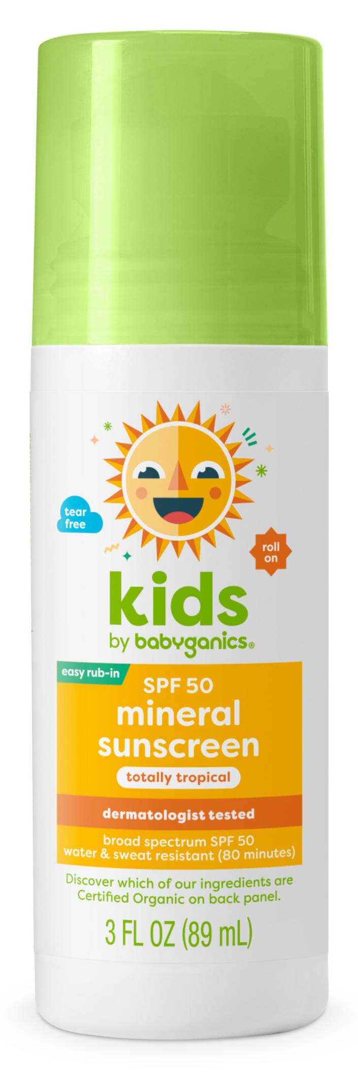 Babyganics Mineral Sunscreen Rollerball For Kids Spf 50, Totally Tropical (3 fl oz)