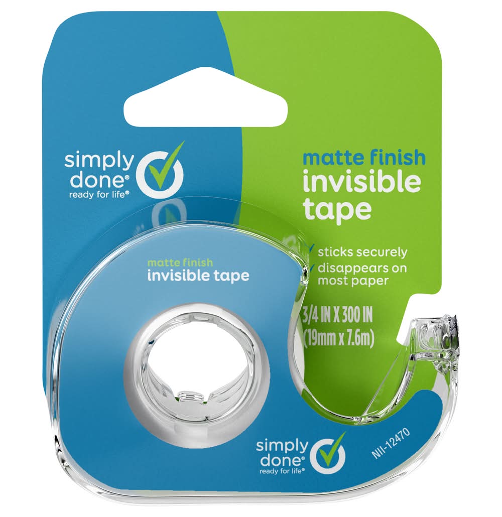 Simply Done Matte Finish Invisible Tape, Size 3/4x300 in