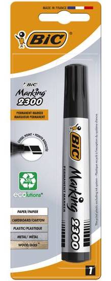 Bic marking 2300 ecolutions marqueur permanent à pointe moyenne biseautée - noir, blister de 1