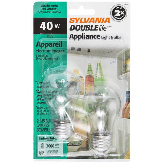 Sylvania Double Life Appliance Light Bulbs Clear 40w (2 units)