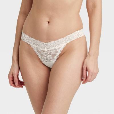 Women's New Allover Lace Thong Underwear - Auden™ White XL: Mid Rise, Pull-On, Cotton Gusset