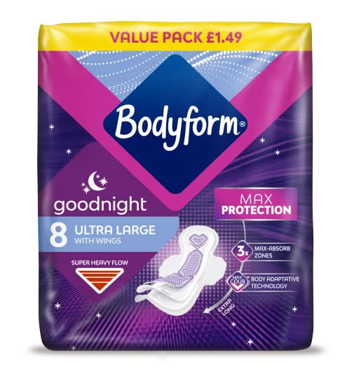 Bodyform Cour-V Ultra Night Sanitary Towels Wings Value pack (8 pack)