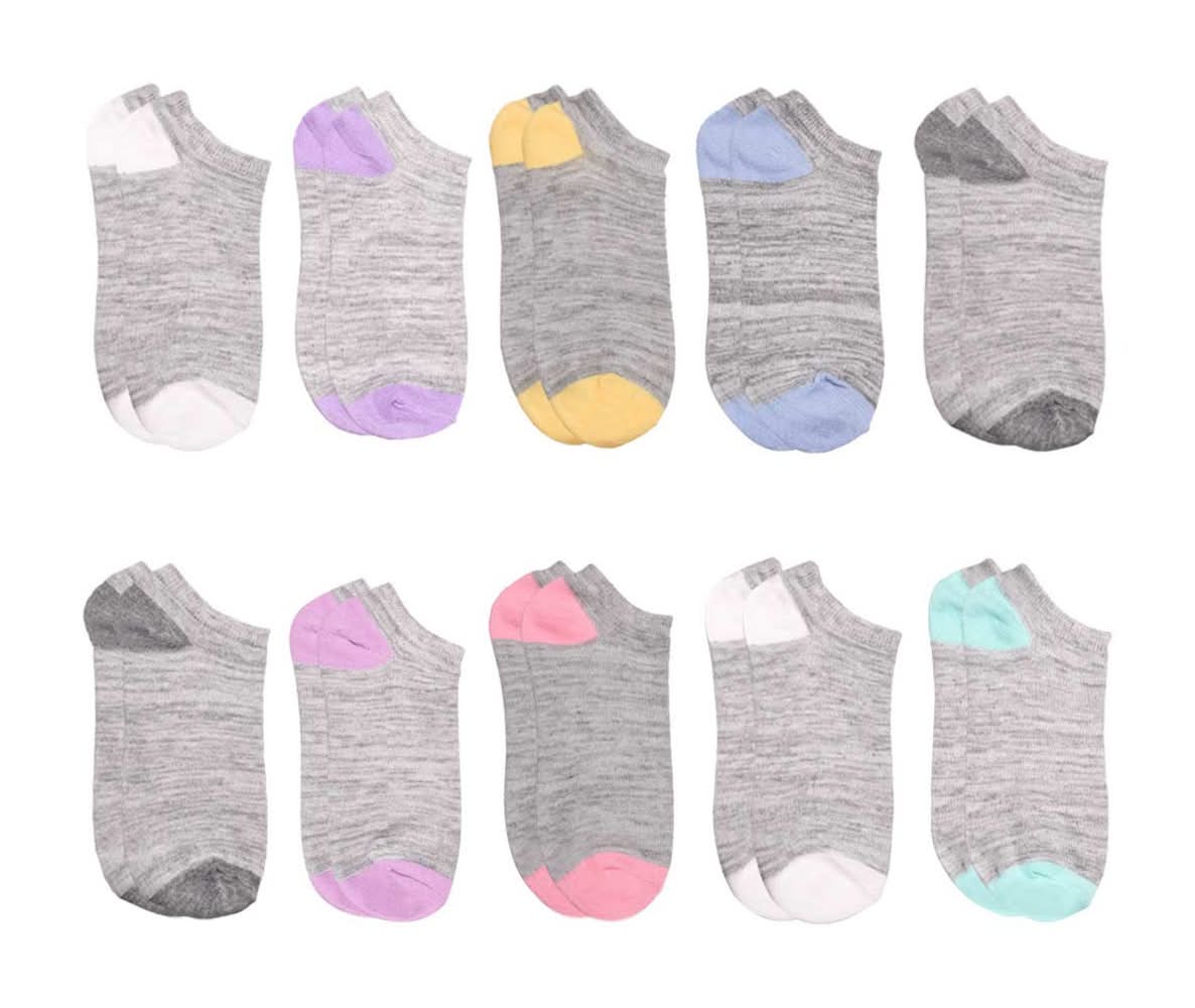 No Show Socks, Women, Gray Marled (10 ct)