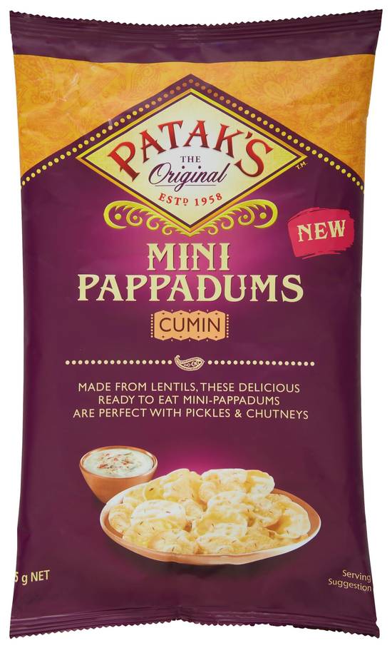 Patak's Ready To Eat Pappadum Mini Cumin 75g (6 Pack) | Delivery Near ...