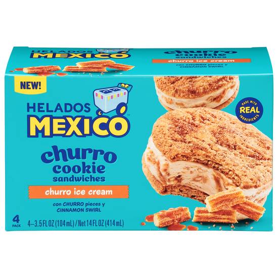 Helados Mexico Churro Cookie Sandwiches Ice Cream (4 ct)