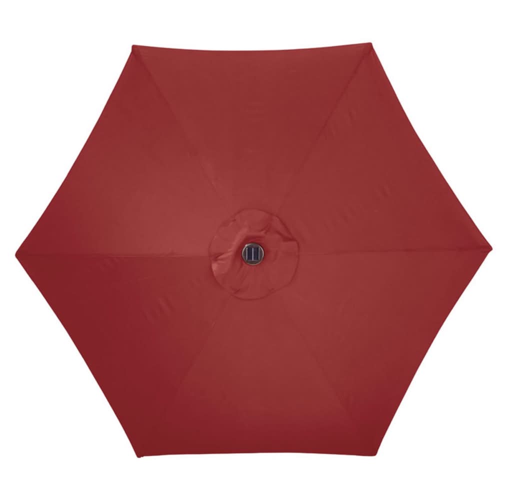 Living Accents Solar Led 9 Ft. Tiltable Red Market Umbrella