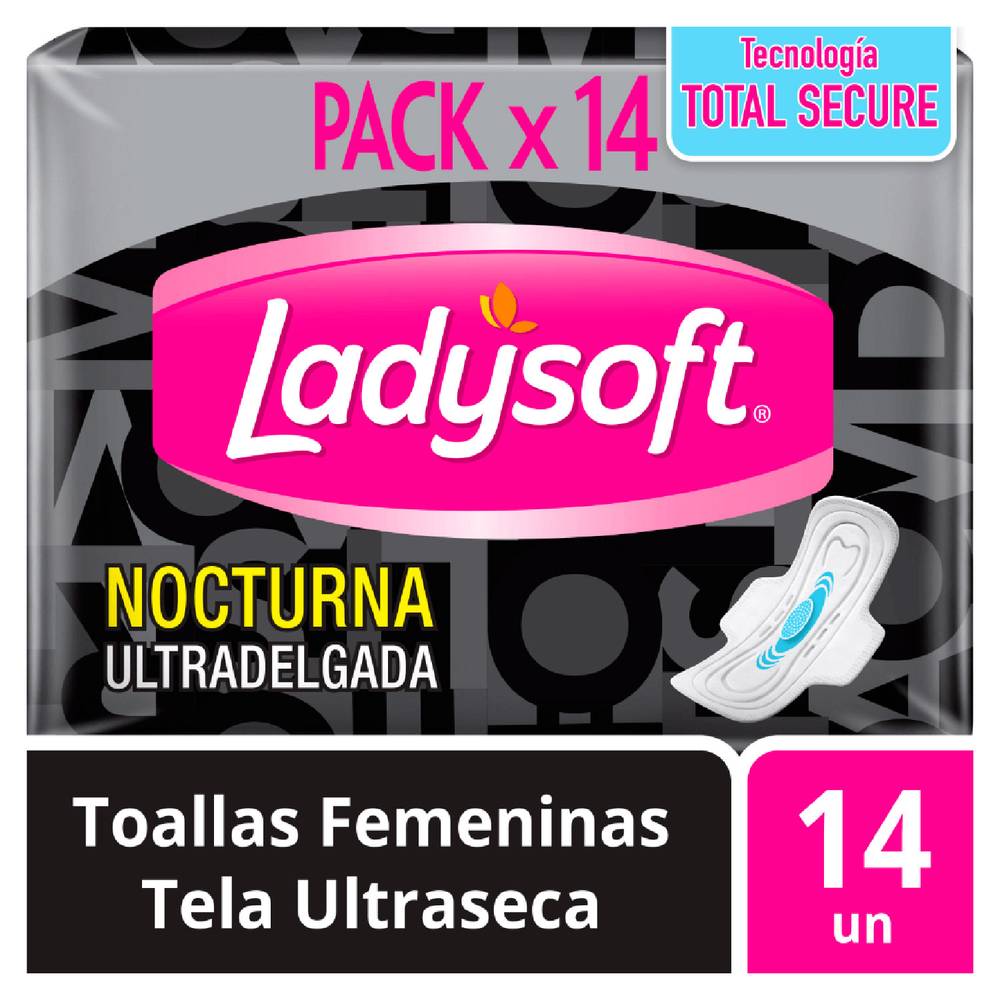 Ladysoft toalla femenina ultra delgada nocturna (14 un)