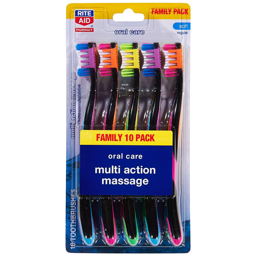 Rite Aid Oral Care Multi Action Massage Toothbrushes Soft (10 ct)