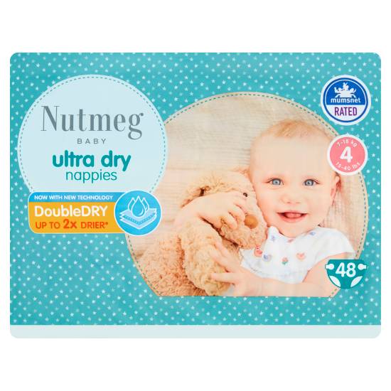 Nutmeg Size 4, Baby Ultra Dry Nappies 7-18 kg (48 pack)