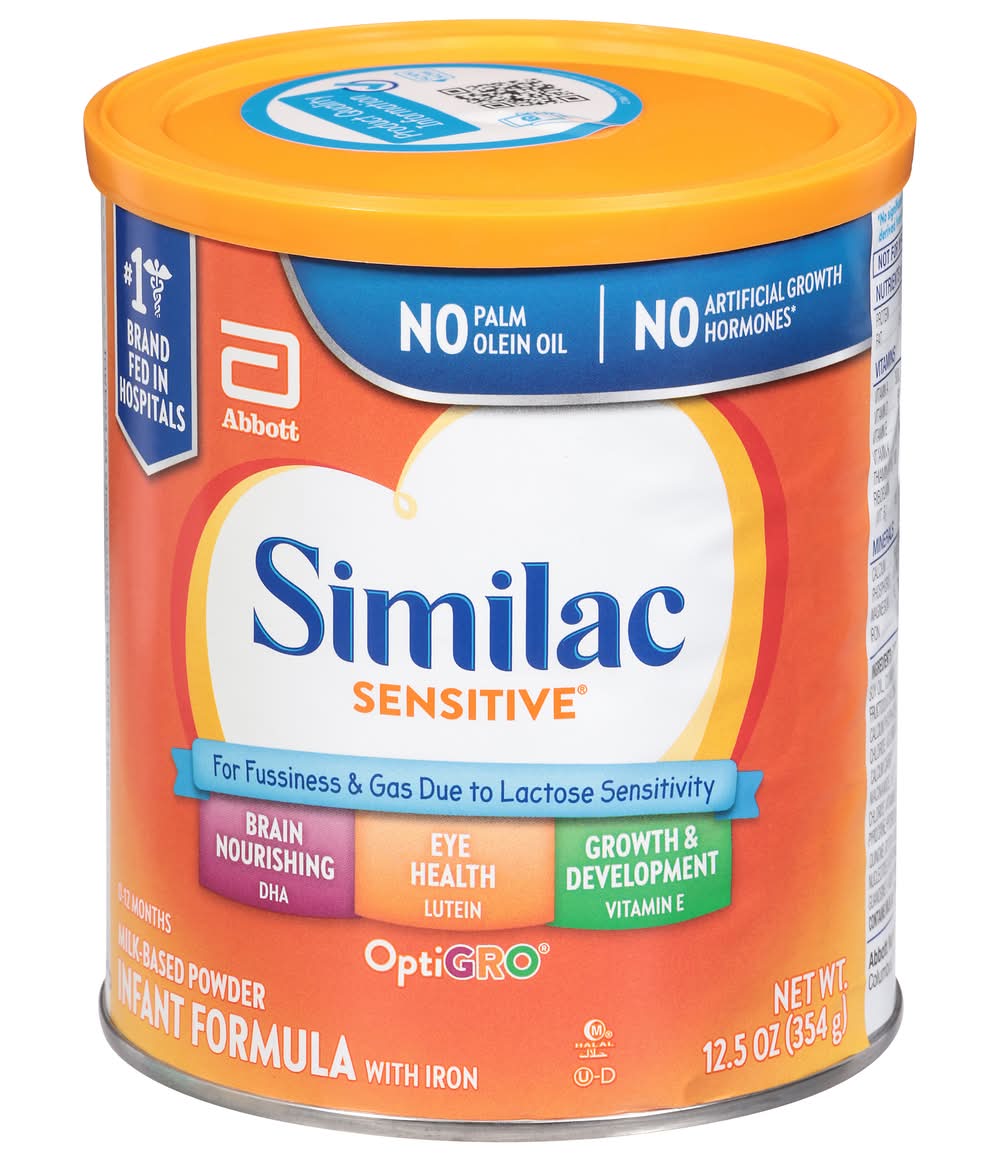 Similac Sensitive Optigro Infant Formula Milk Based Powder With Iron, 0-12 Months (12.5 oz)