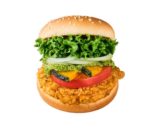 国産夏野菜のバジルチキンバーガー～Basil Chicken Burger～